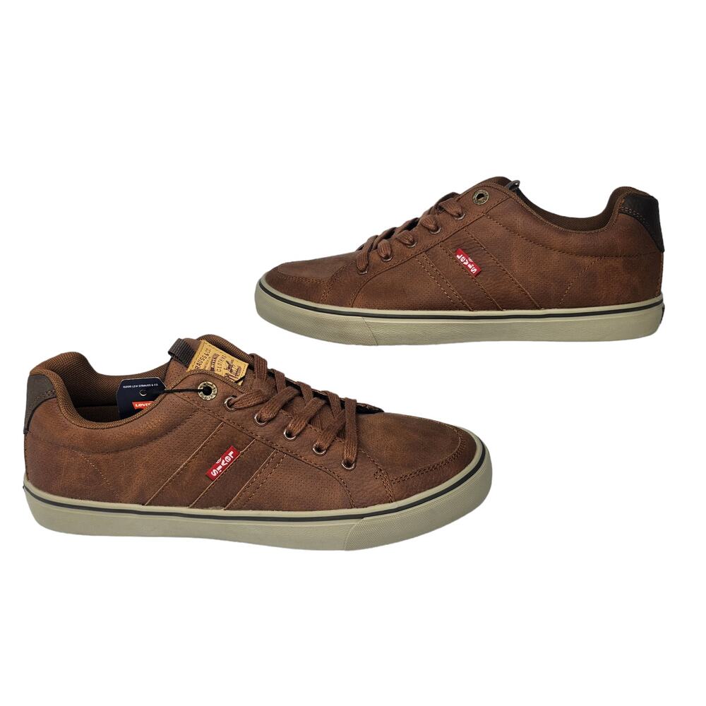 Levis Shoes Mens 10 Brown Low Top Faux Leather Sneakers Comfort New With Tags